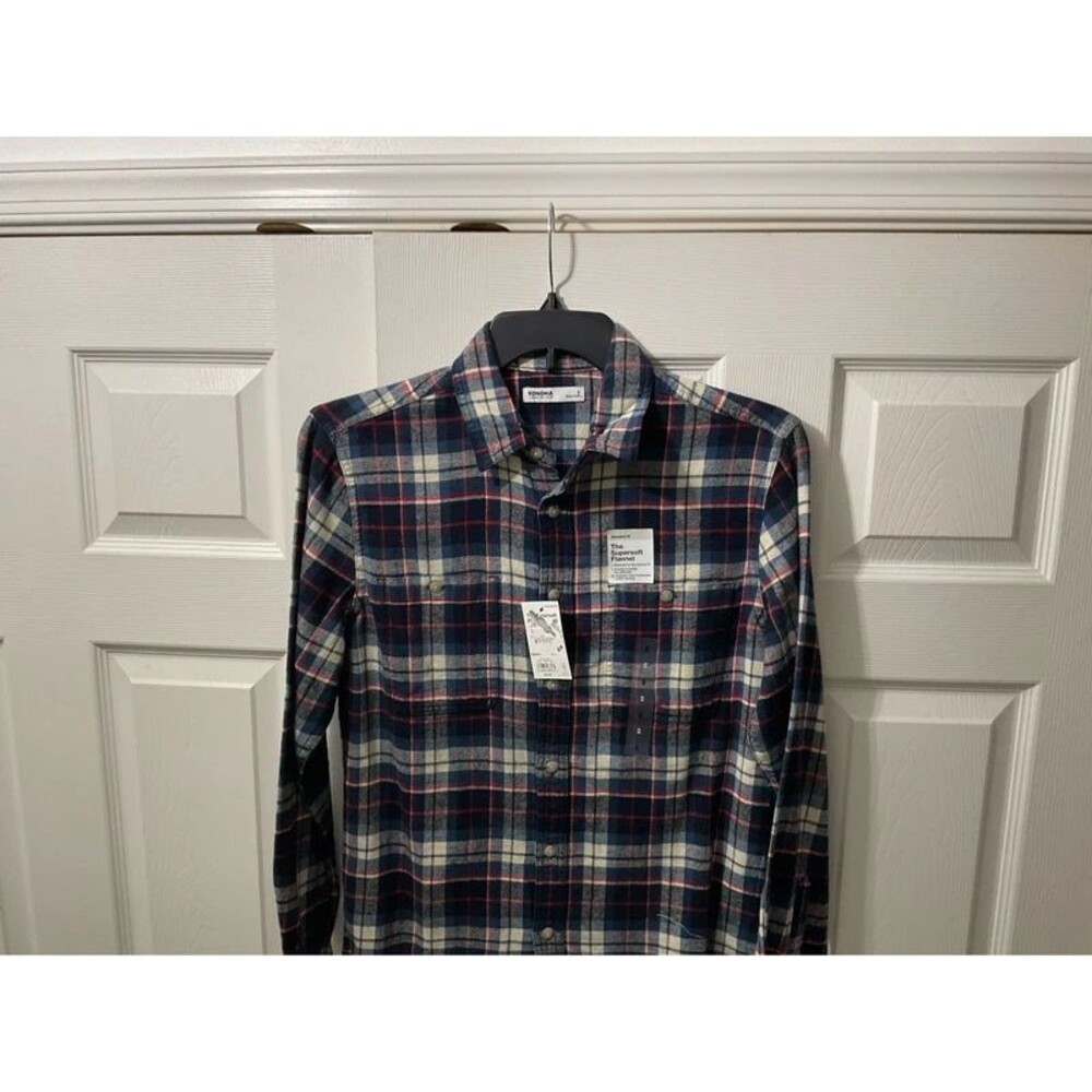 Sonoma Plaid Flannel S | Navy Red Workwear Shacket | NWT Fall Essential